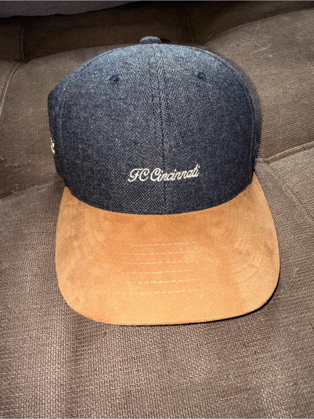 FC Cincinnati Navy and Brown Suede-Visor Hat